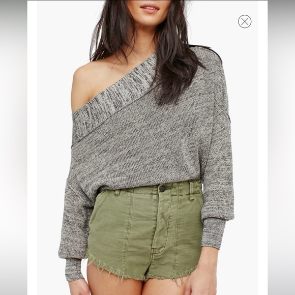 FREE People Alana sweater off the shoulder pullover linen blend Size Small - Picture 2 of 11